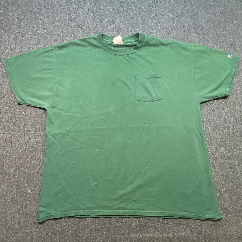 Jerzees TShirt Sz XL Mens Green Skater Grunge Heavyweight Pocket Tee 90s Vintage